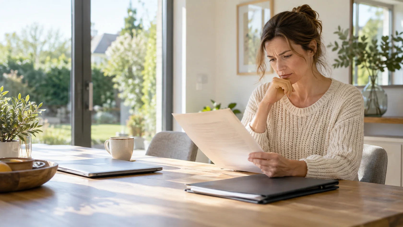 Propriétaire examinant un ancien document immobilier sans classement énergétique